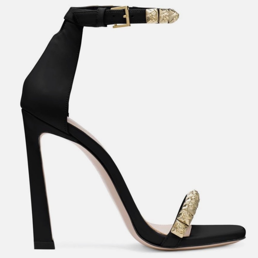 Stuart Weitzman | Black Suede Open Toe Heel With … - image 1